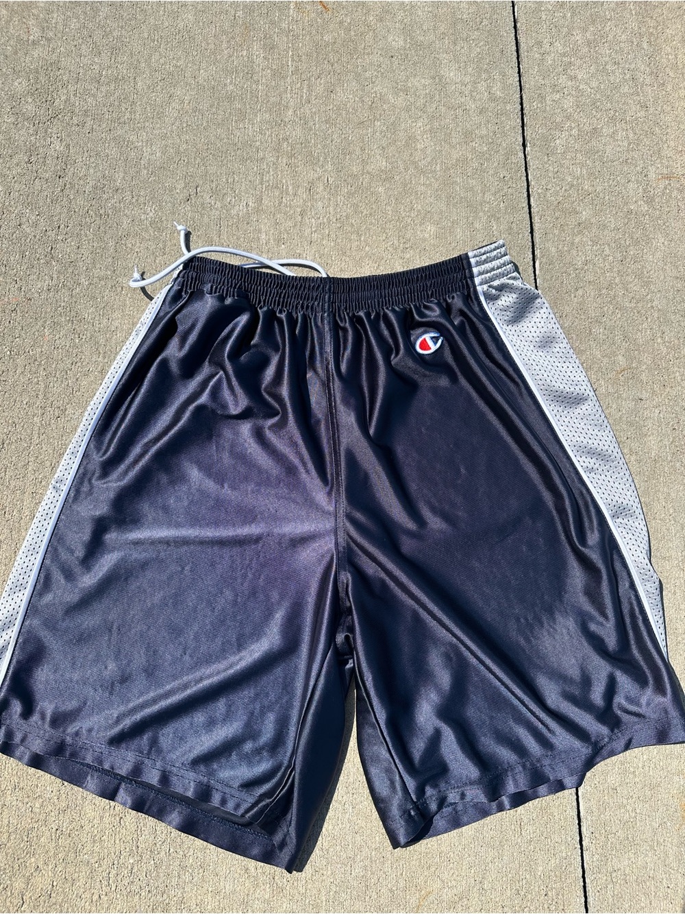 Champion Men's Black Athletic Shorts with Gray Mesh Panels